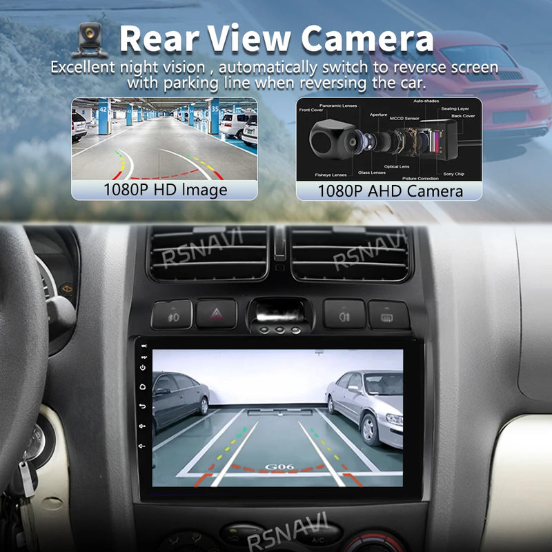 Autoradio CarPlay Hyundai Santa Fe Classic et SM (2006-2012) – Écran QLED 9 pouces, vue 3