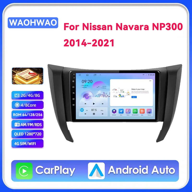 Autoradio CarPlay Nissan Navara NP300 D23 (2014-2021) – Écran 9 pouces, Android 16
