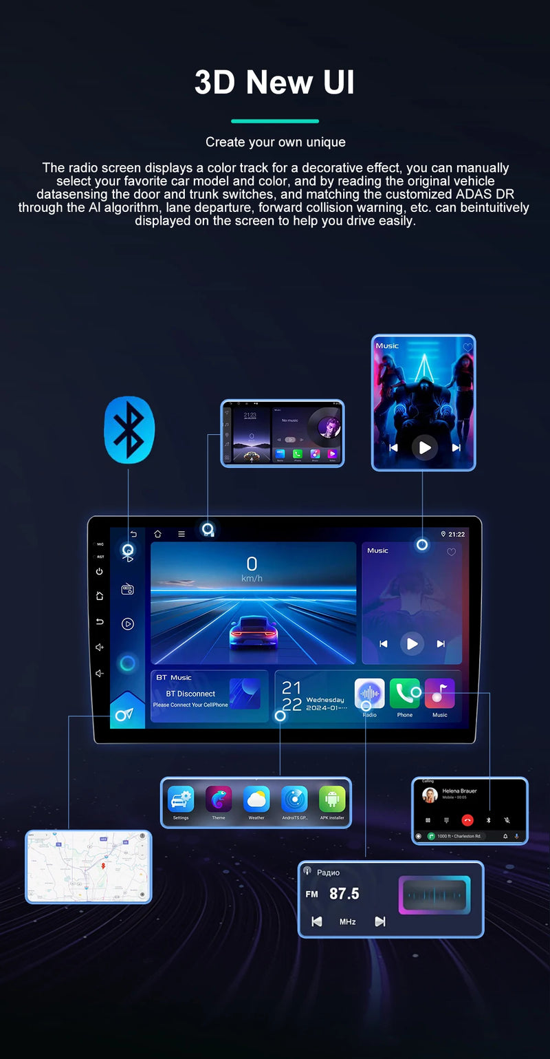 Autoradio CarPlay Renault Mégane 2 (2002-2009) – Écran 9 pouces, option écran 2K, jusqu'à 12 Go + 256 Go, vue 18