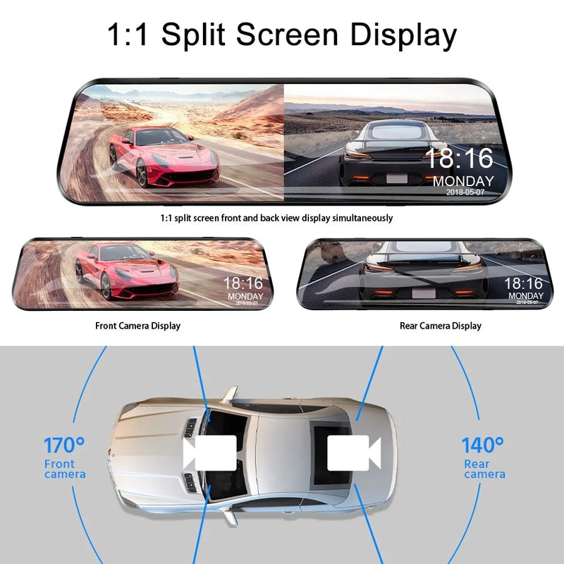 Rétroviseur Caméra Tactile 10 Pouces – Double Caméra 1080P, Mode Parking, vue 4