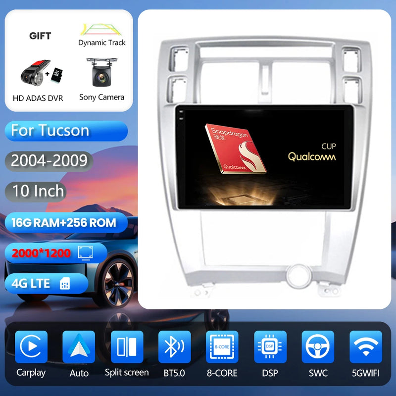 Autoradio CarPlay Hyundai Tucson (2004-2009) – Écran 10 pouces, jusqu'à 16 Go + 256 Go, vue 28