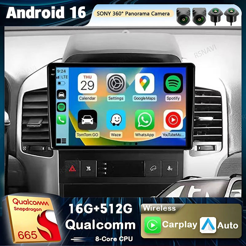 Autoradio CarPlay Chevrolet Captiva (2008-2012) – Écran 9 pouces sans fil, jusqu'à 16 Go + 512 Go