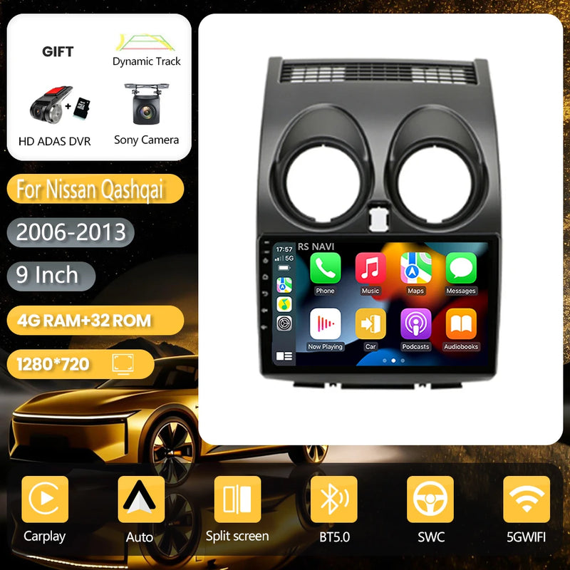 Autoradio CarPlay Nissan Qashqai J10 (2006-2013) – Écran 9 pouces, jusqu'à 16 Go + 256 Go, vue 9