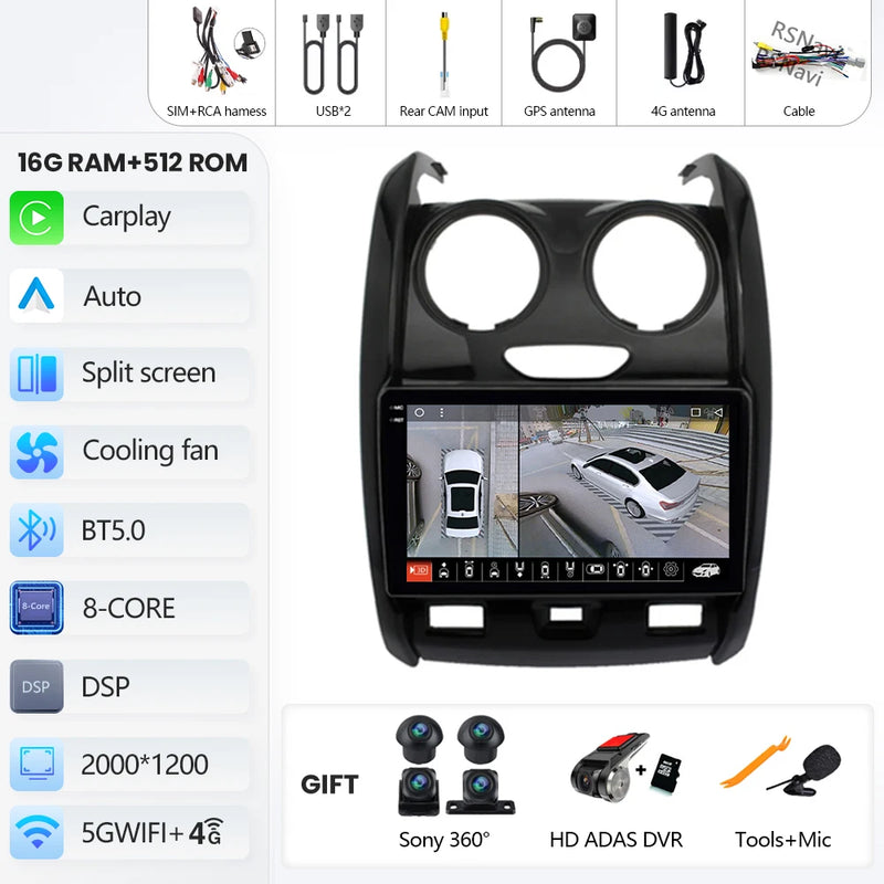 Autoradio CarPlay Dacia Duster (2015-2021) – Écran 9 pouces, Android 16, jusqu'à 16 Go + 512 Go, vue 33