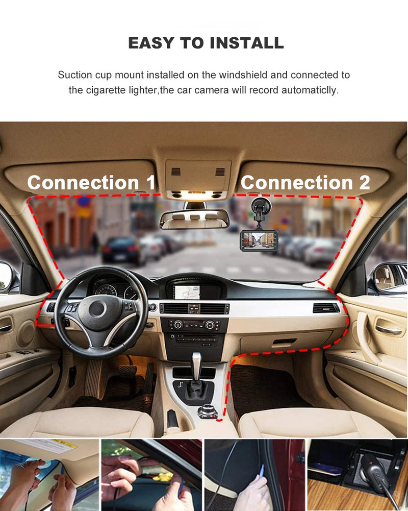 Dashcam Tactile 4 Pouces Avant et Arrière 1080P – Vision Nocturne, Mode Parking, vue 12