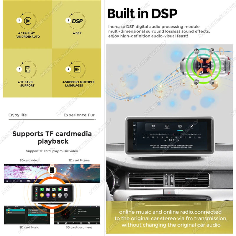 Écran CarPlay Portable Universel – 6,86 ou 10,26 Pouces, Sans Fil, FM et AUX, vue 3