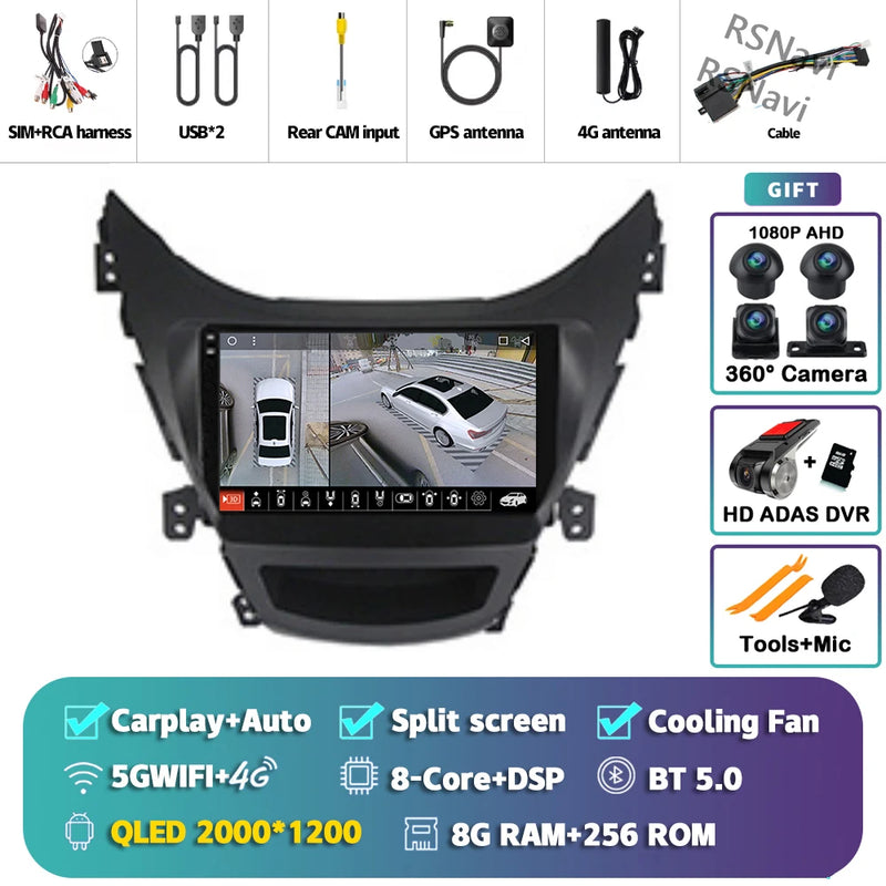 Autoradio CarPlay Hyundai Elantra (2012-2015) – Écran 9 pouces sans fil, jusqu'à 16 Go + 512 Go, vue 46