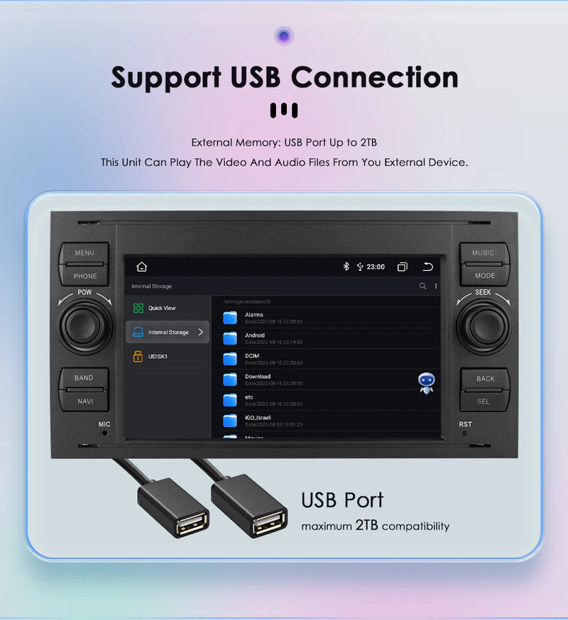 Autoradio CarPlay Ford Focus, Mondeo, S-Max et Kuga (2003-2012) – Écran 7 pouces, 2 DIN, vue 31