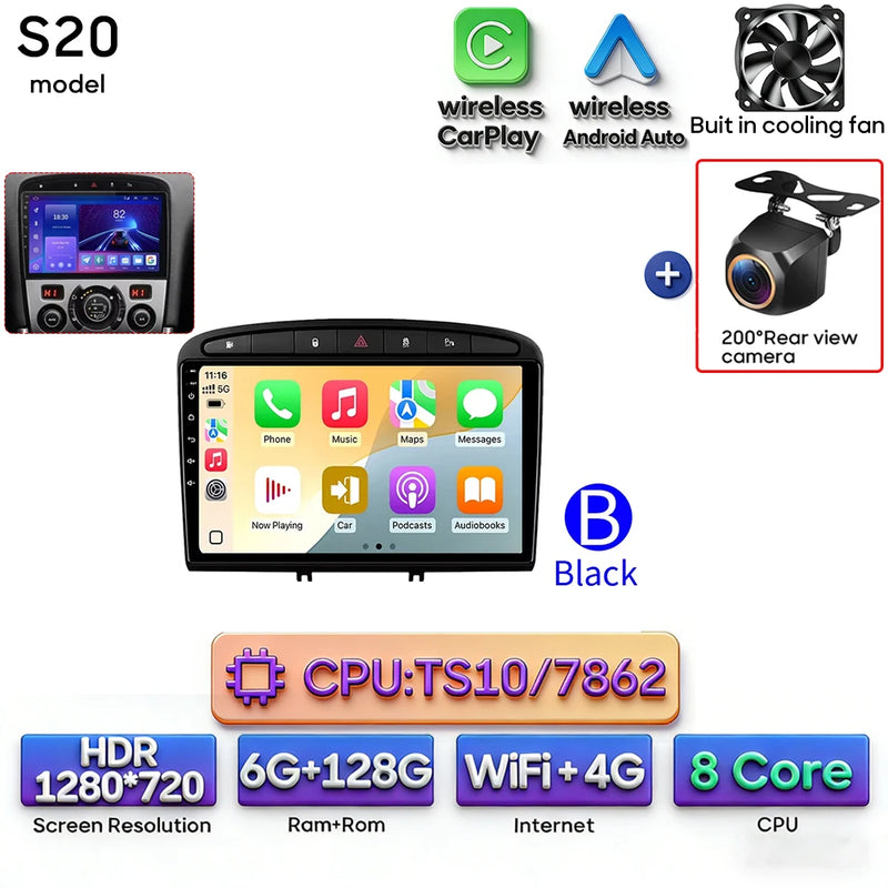 Autoradio CarPlay Peugeot 308, RCZ et 408 – Écran 9 pouces, Android 16, vue 12