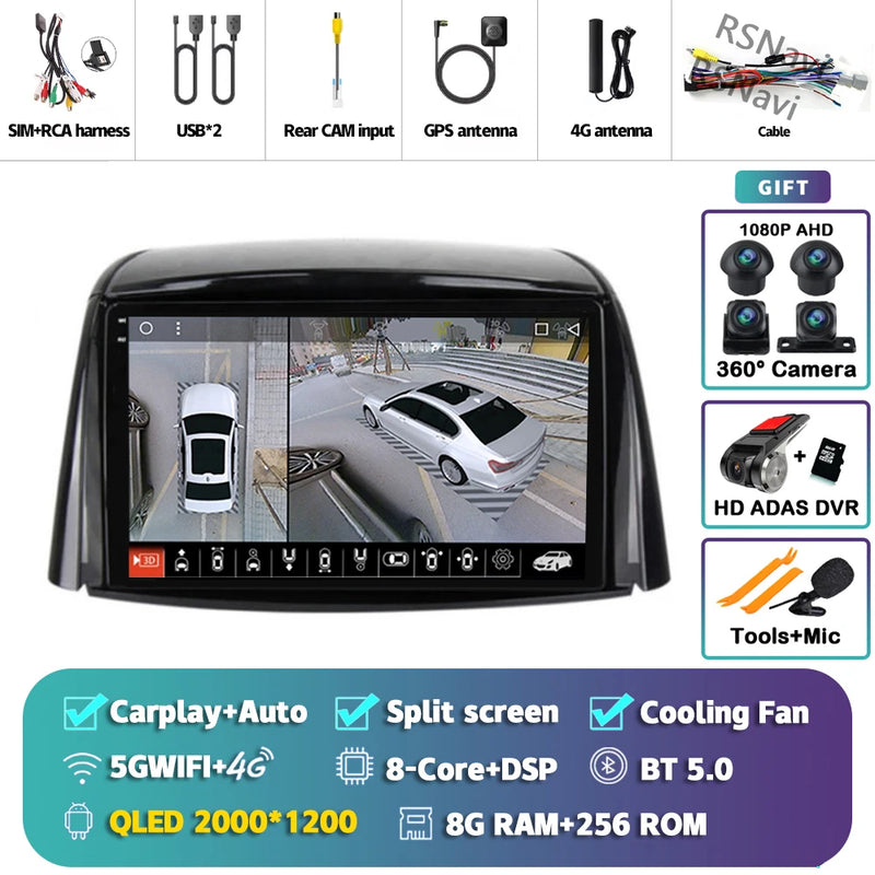 Autoradio CarPlay Renault Koleos (2008-2016) – Écran 9 pouces sans fil, jusqu'à 16 Go + 512 Go, vue 47