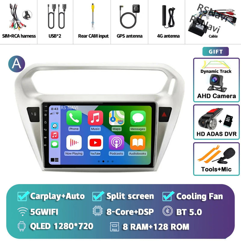 Autoradio CarPlay Peugeot 301 et Citroën C-Elysée (2012-2016) – Écran QLED, Android 16, vue 40
