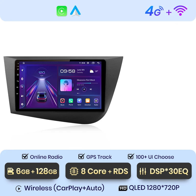CARPLAY SEAT LEON 2 (2005-2012) – Écran QLED, GPS Track, Android 12
