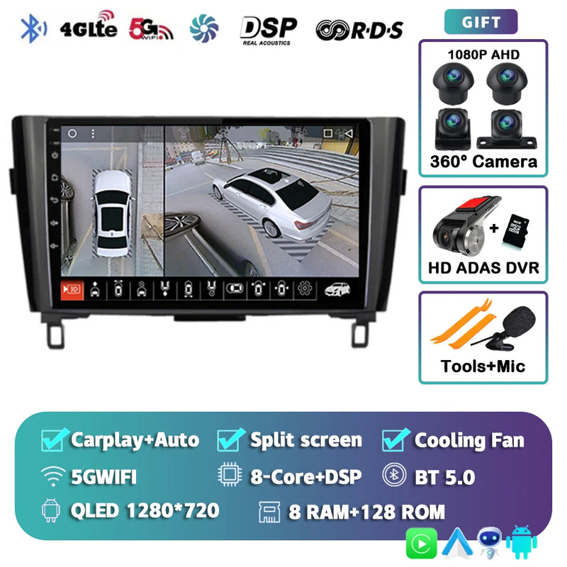 Autoradio CarPlay Nissan Qashqai J11 et X-Trail T32 (2014-2020) – Écran QLED, jusqu'à 16 Go + 512 Go, vue 12