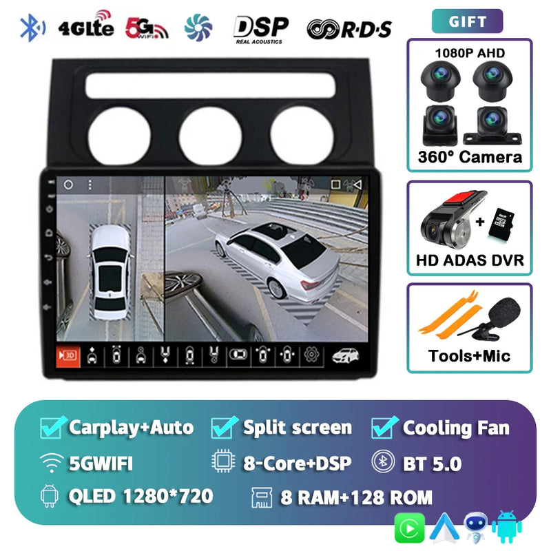 Autoradio CarPlay Volkswagen Touran 1 (2003-2010) – Écran 2K 9 pouces, Android 16, vue 8
