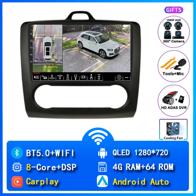 Autoradio CarPlay Ford Focus 2 (2004-2011) – Écran 9 pouces, jusqu'à 16 Go + 512 Go, vue 16