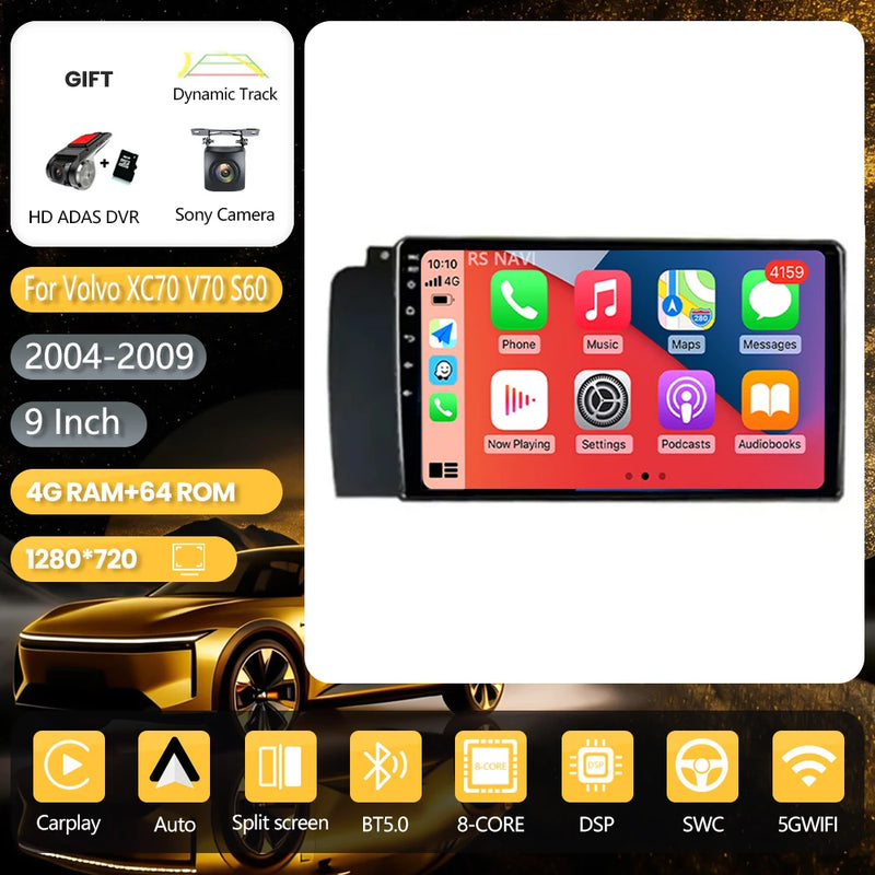 Autoradio CarPlay Volvo XC70, V70 et S60 (2004-2009) – Écran 9 pouces, jusqu'à 16 Go + 256 Go, vue 13