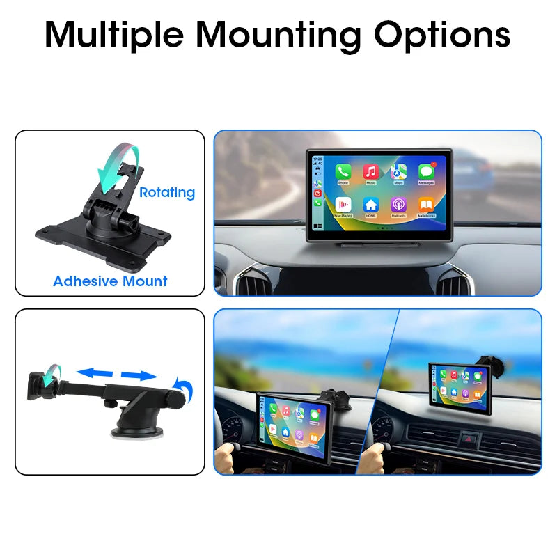 Écran CarPlay Portable 10,1 Pouces – Sans Fil, Dashcam 4K en Option, vue 4