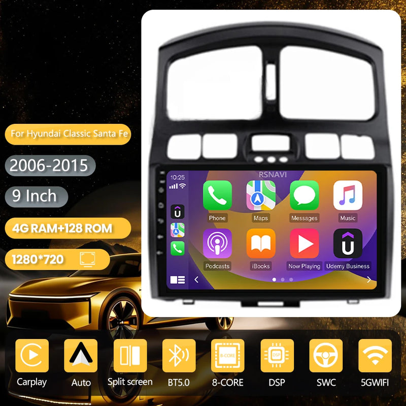 Autoradio CarPlay Hyundai Santa Fe Classic et SM (2006-2012) – Écran QLED 9 pouces, vue 40