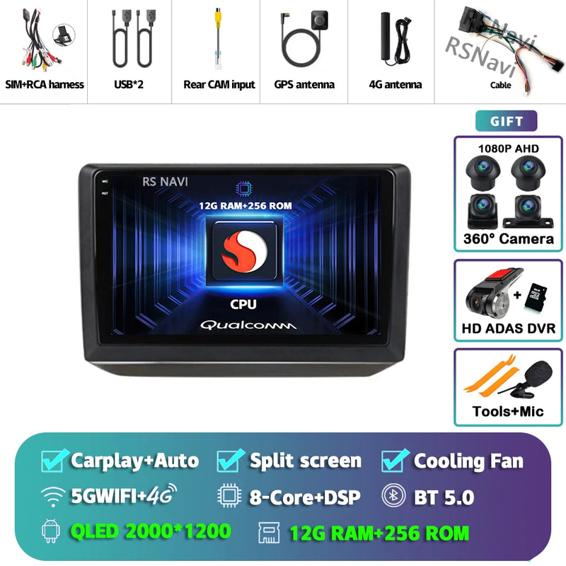 Autoradio CarPlay Skoda Fabia 2 (2007-2014) – Écran QLED, jusqu'à 16 Go + 512 Go, vue 9