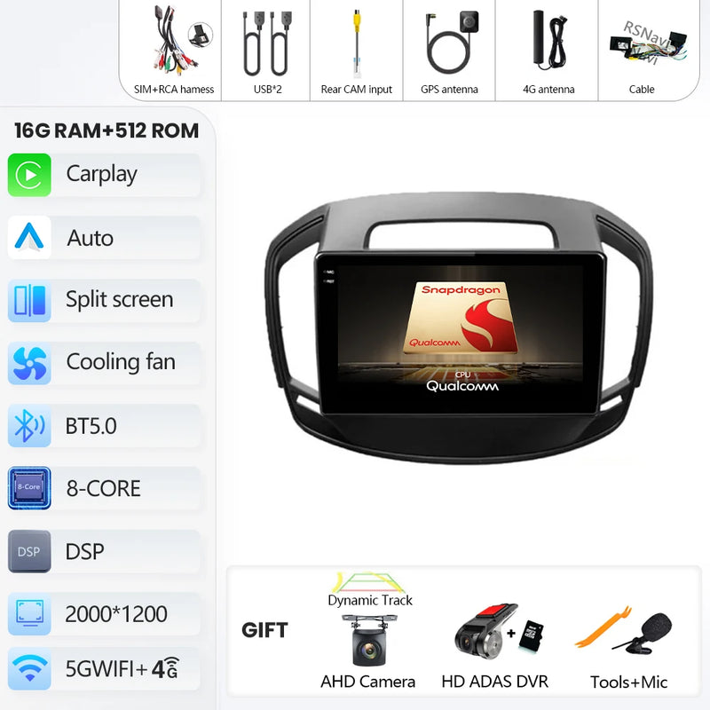 Autoradio CarPlay Opel Insignia (2013-2017) – Écran QLED, Android 16, jusqu'à 16 Go + 512 Go, vue 29