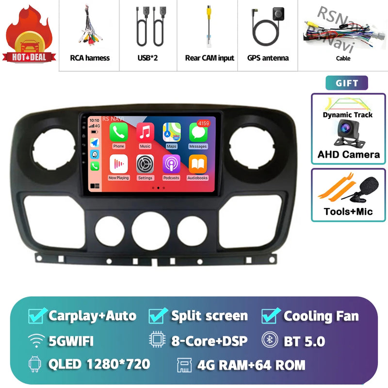 Autoradio CarPlay Renault Master, Nissan NV400 et Opel Movano (2010-2015) – Écran 9 pouces, Android 16, vue 15