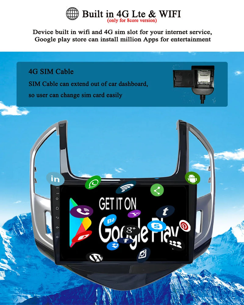 Autoradio CarPlay Chevrolet Cruze (2012-2015) – Écran 9 pouces, jusqu'à 8 Go + 128 Go, vue 10