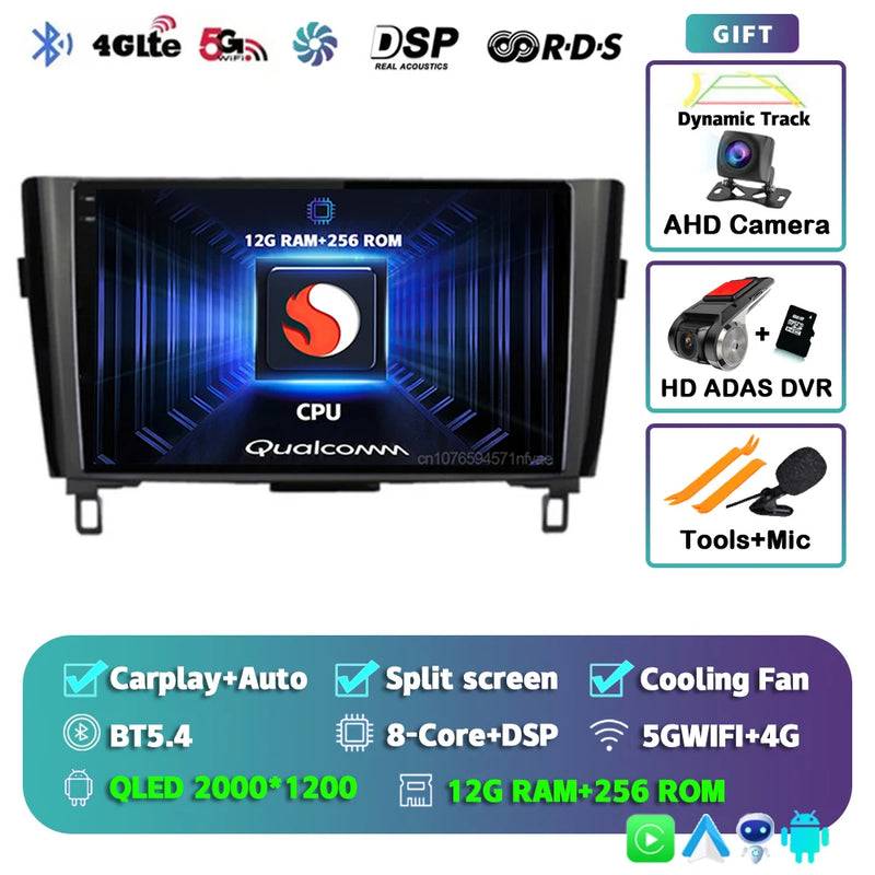 Autoradio CarPlay Nissan Qashqai J11 et X-Trail T32 (2014-2020) – Écran QLED, jusqu'à 16 Go + 512 Go, vue 9