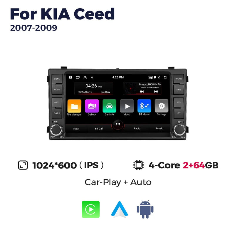 Autoradio CarPlay Kia Ceed (2007-2009) – Écran 7 pouces, sans fil, vue 8