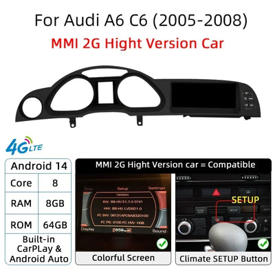 Autoradio Android pour Audi A6 C6 Q7 4L DSP MMI