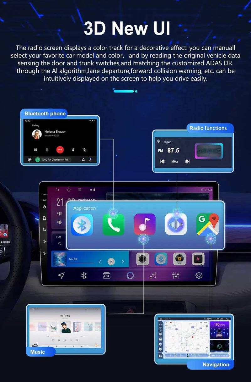 Autoradio CarPlay Volkswagen Sharan et Seat Alhambra 7N (2010-2022) – Écran 9 pouces, Android 16, vue 16