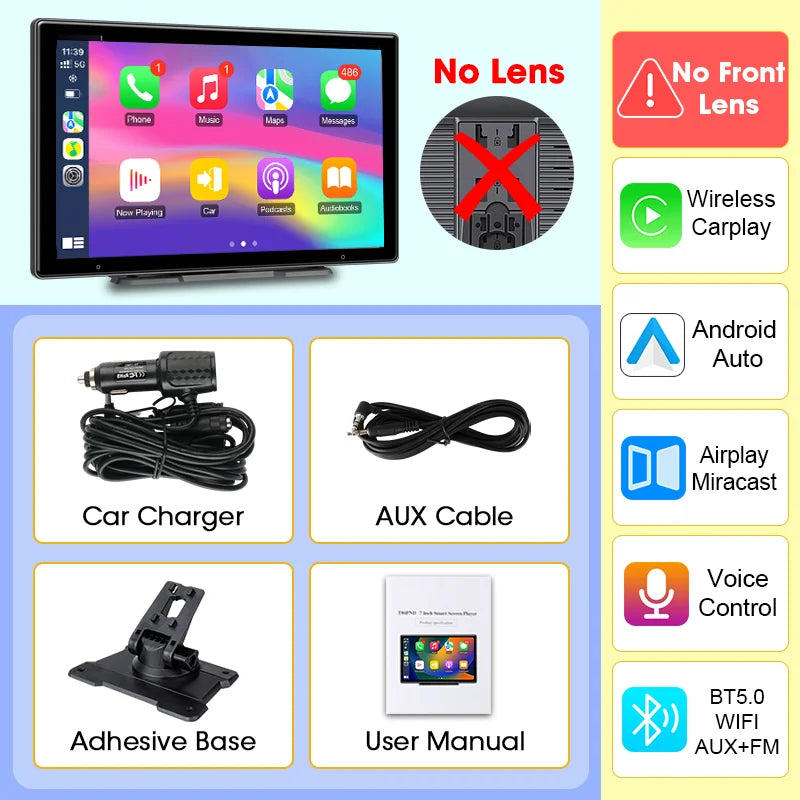 Écran CarPlay Portable 10,1 Pouces – Sans Fil, Dashcam 4K en Option, vue 32