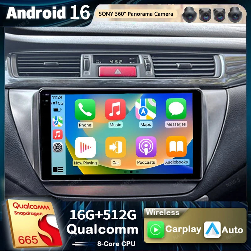 Autoradio CarPlay Mitsubishi Lancer 9 CS (2000-2010) – Écran 9 pouces 2K, jusqu'à 12 Go + 256 Go