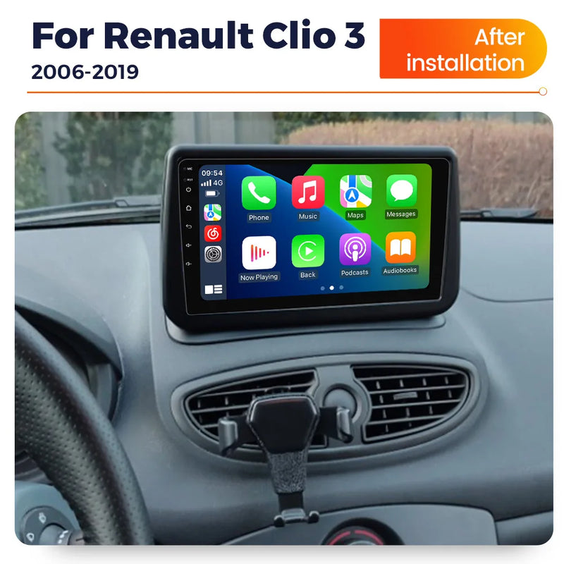 Autoradio CarPlay Renault Clio 3 (2005-2014) – Écran 9 pouces, Android 14, sans fil
