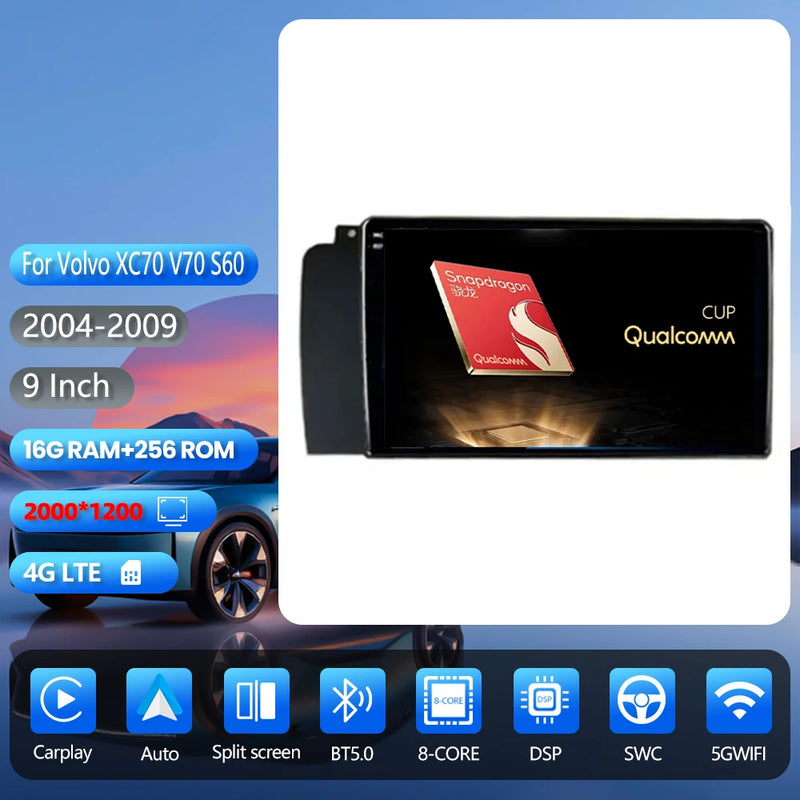 Autoradio CarPlay Volvo XC70, V70 et S60 (2004-2009) – Écran 9 pouces, jusqu'à 16 Go + 256 Go, vue 19