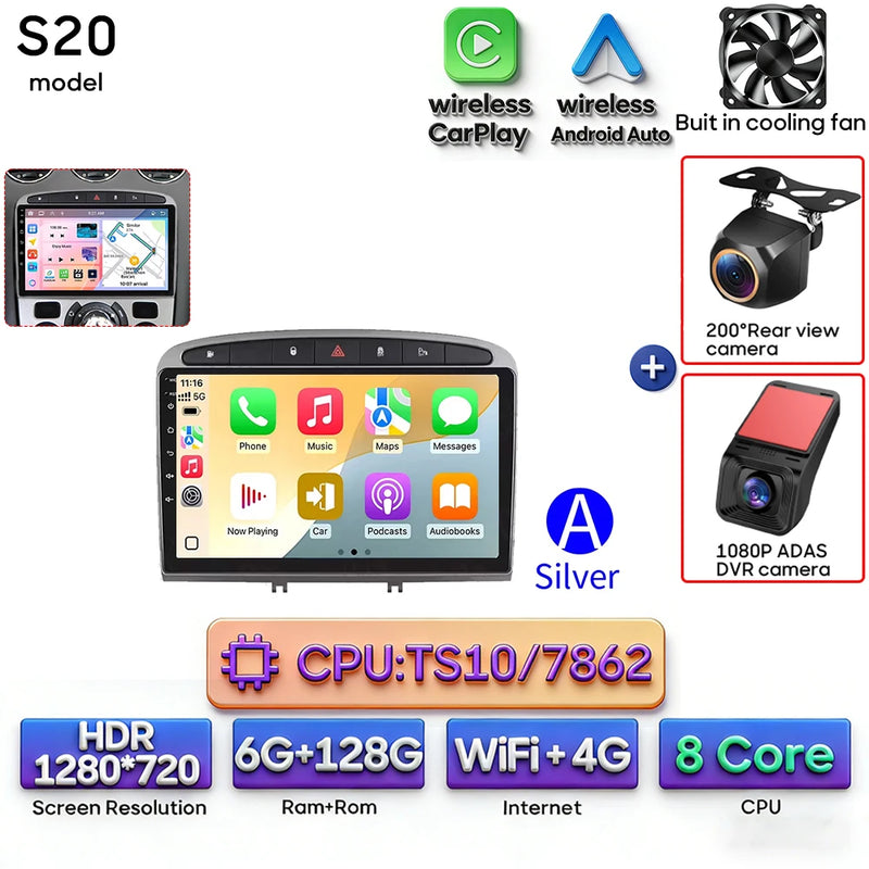 Autoradio CarPlay Peugeot 308, RCZ et 408 – Écran 9 pouces, Android 16, vue 28
