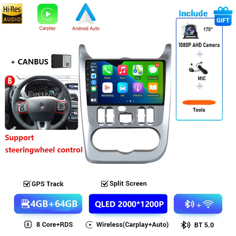 Autoradio CarPlay Dacia Logan 1 et Sandero (2009-2015) – Écran 9 pouces, jusqu'à 12 Go + 128 Go, vue 57