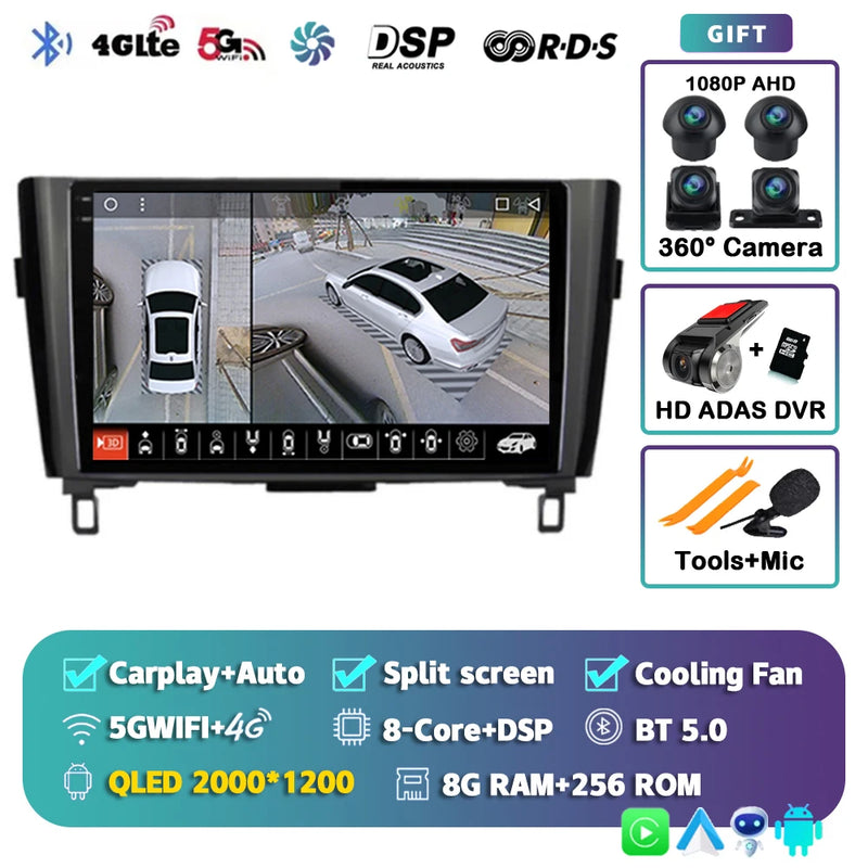 Autoradio CarPlay Nissan Qashqai J11 et X-Trail T32 (2014-2020) – Écran QLED, jusqu'à 16 Go + 512 Go, vue 8