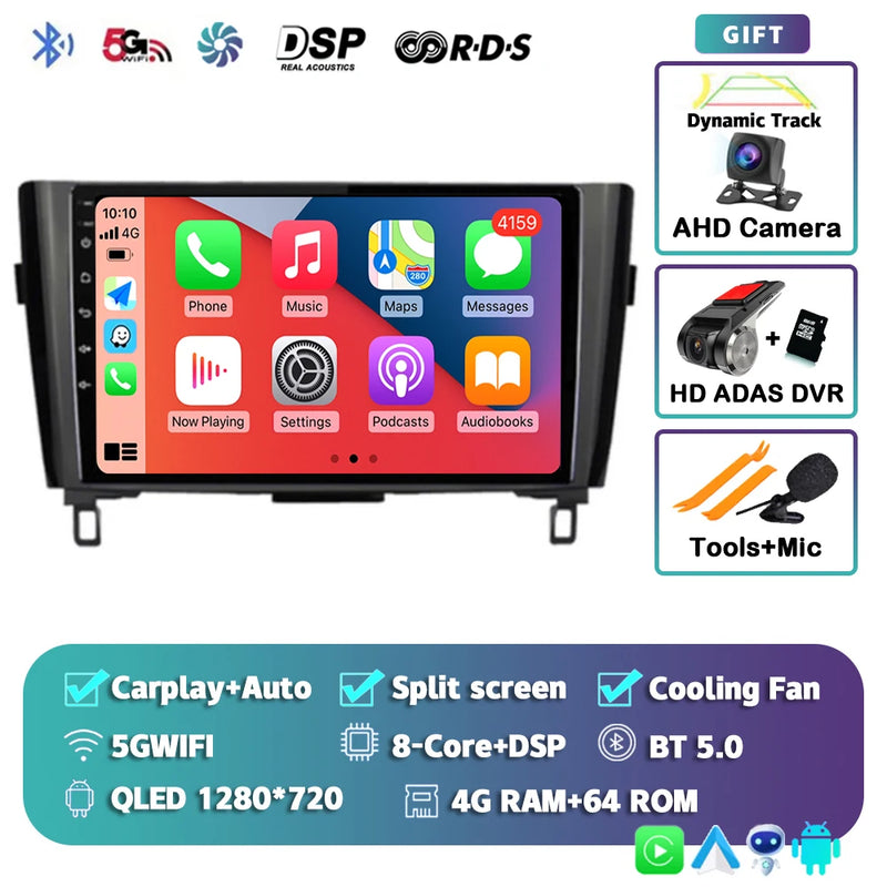 Autoradio CarPlay Nissan Qashqai J11 et X-Trail T32 (2014-2020) – Écran QLED, jusqu'à 16 Go + 512 Go, vue 17