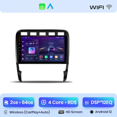 CarPlay Porsche Cayenne 9PA – Écran Android 12, 2+64 Go, DSP et ventilation intégrée