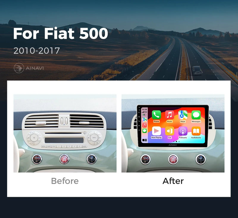 Autoradio CarPlay Fiat 500 (2010-2017) – Écran 9 pouces, sans fil, jusqu'à 8 Go + 256 Go, vue 10