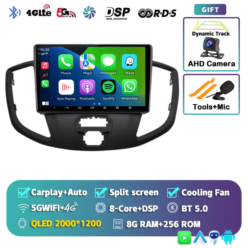 Autoradio CarPlay Ford Transit (2015-2018) – Écran QLED, jusqu'à 16 Go + 512 Go, vue 9