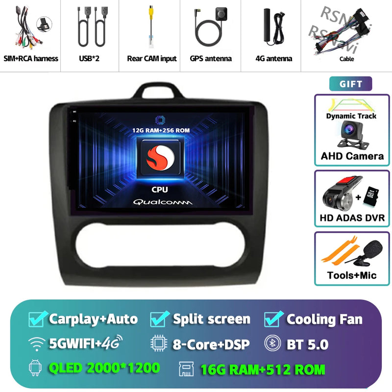 Autoradio CarPlay Ford Focus 2 (2004-2011) – Écran 9 pouces, jusqu'à 16 Go + 512 Go, vue 25