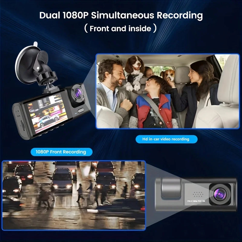 Dashcam Avant et Intérieur 1080P – Écran 2 Pouces, Caméra Arrière en Option, vue 12