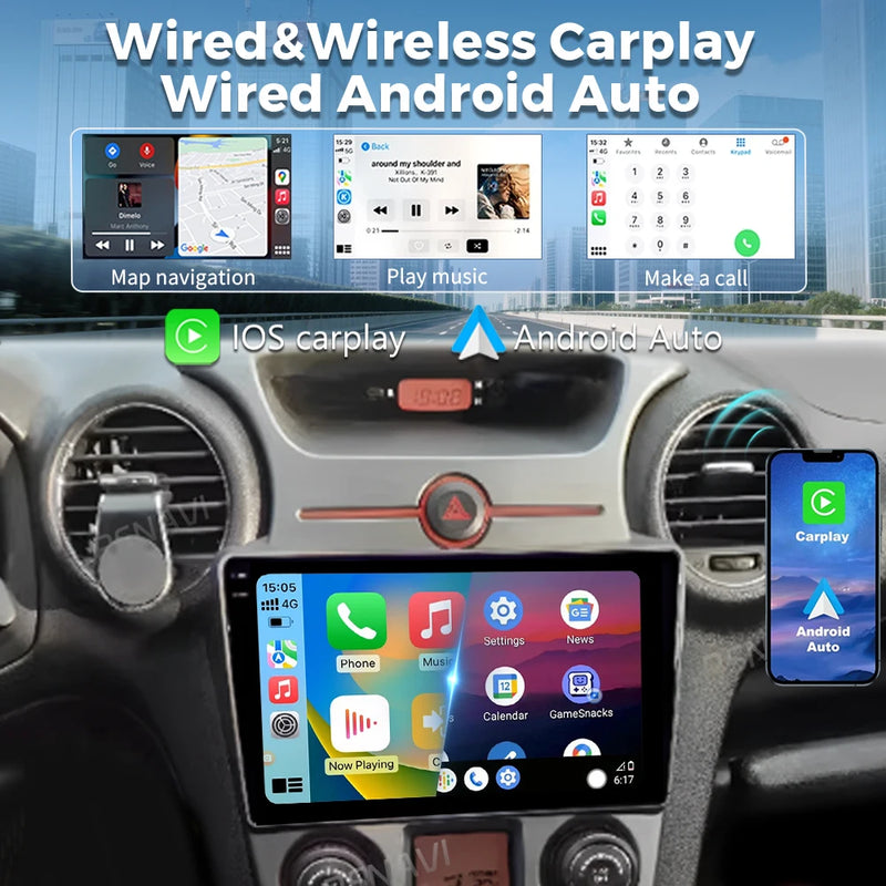 Autoradio CarPlay Kia Carens UN (2006-2012) – Écran 9 pouces, console type B, vue 4