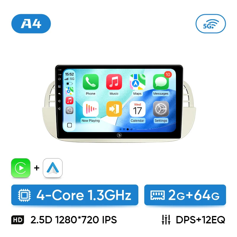 Autoradio CarPlay Fiat 500 (2010-2017) – Écran 9 pouces, sans fil, jusqu'à 8 Go + 256 Go, vue 37