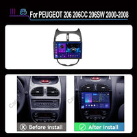 Autoradio CarPlay Peugeot 206, 206 CC et 206 SW (2000-2008) – Écran QLED 9 pouces, jusqu'à 12 Go + 256 Go, vue 2