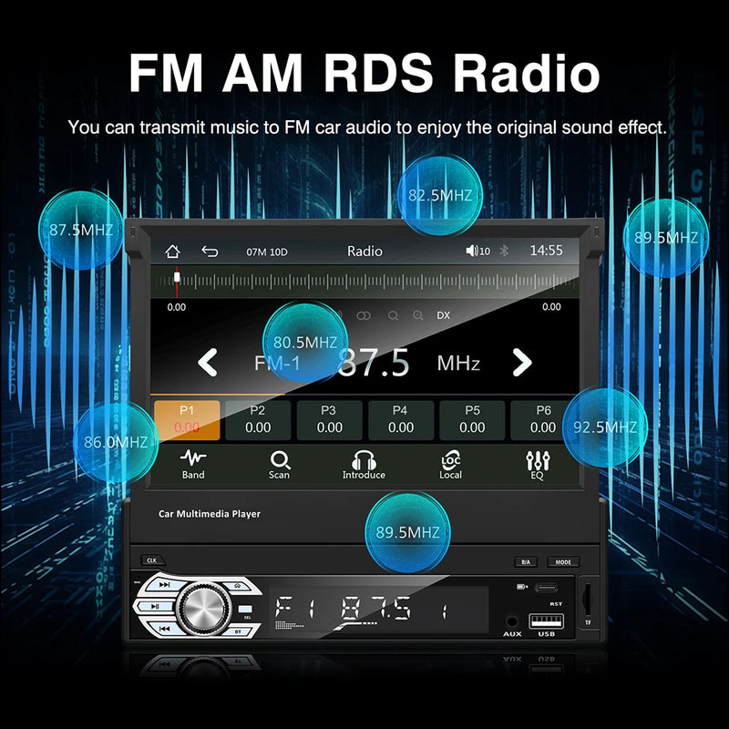 Autoradio CarPlay 1 DIN Universel – Écran Rétractable 7 Pouces, Filaire, vue 9
