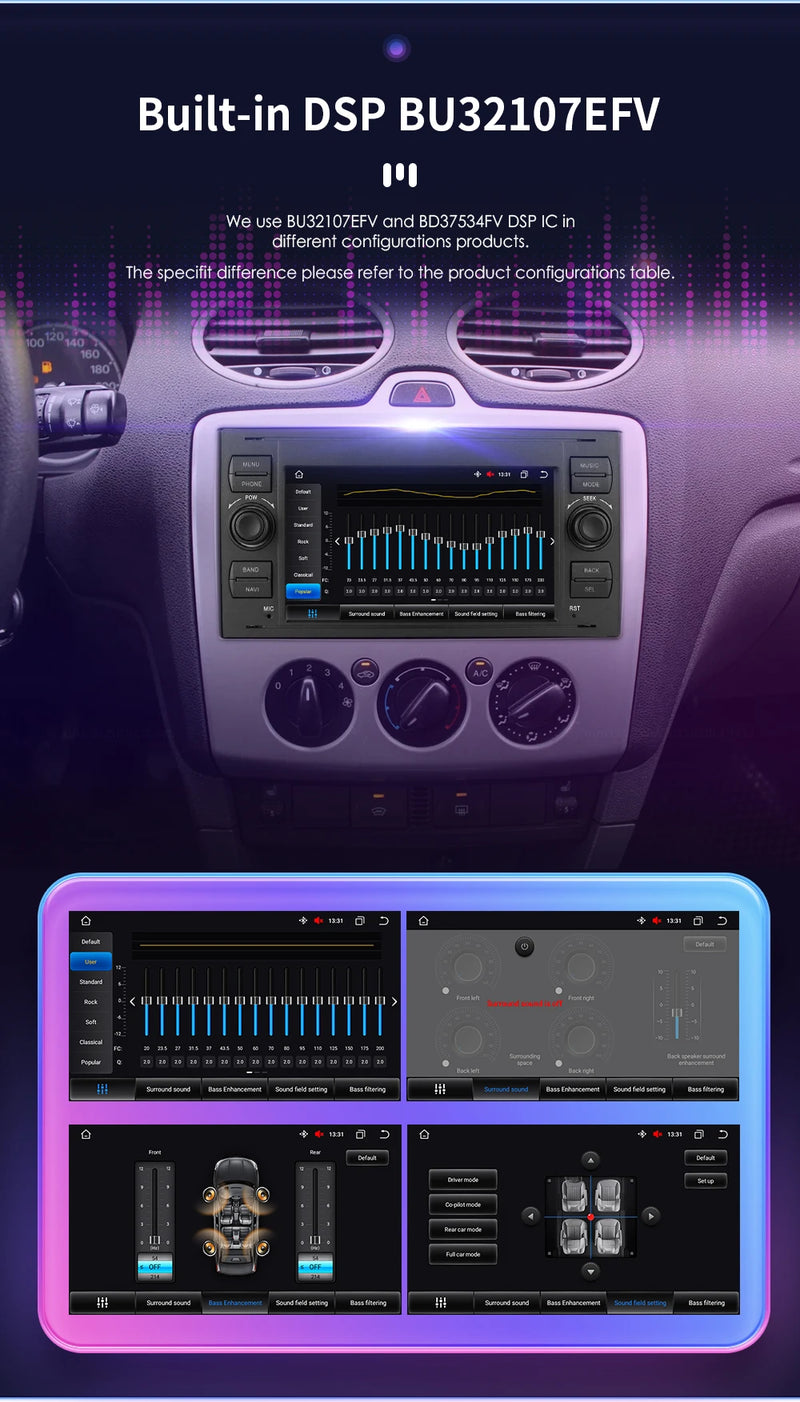 Autoradio CarPlay Ford Focus, Mondeo, S-Max et Kuga (2003-2012) – Écran 7 pouces, 2 DIN, vue 14