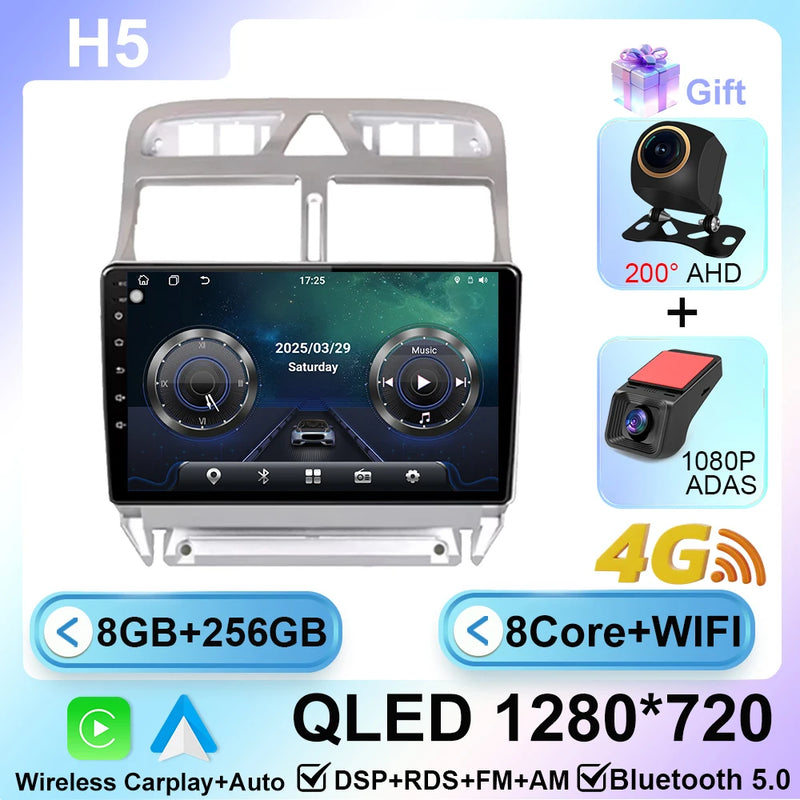 Autoradio CarPlay Peugeot 307 SW et CC (2002-2013) – Écran 9 pouces, Android 16, vue 10