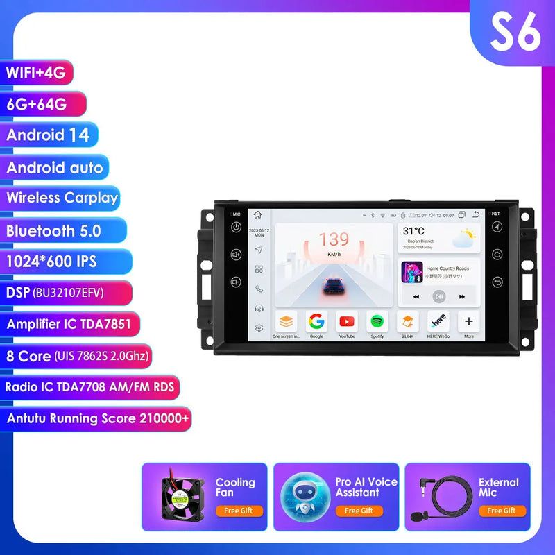 Autoradio CarPlay Jeep, Chrysler et Dodge (2005-2015) – Écran 7 pouces, jusqu'à 8 Go + 128 Go, vue 14